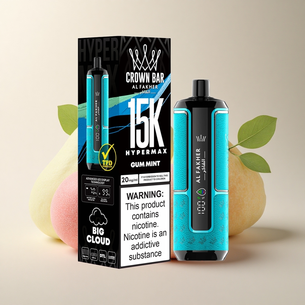 Al Fakher Crown Bar 15K Hypermax DTL Kompakt Type-C Rágógomma Menta