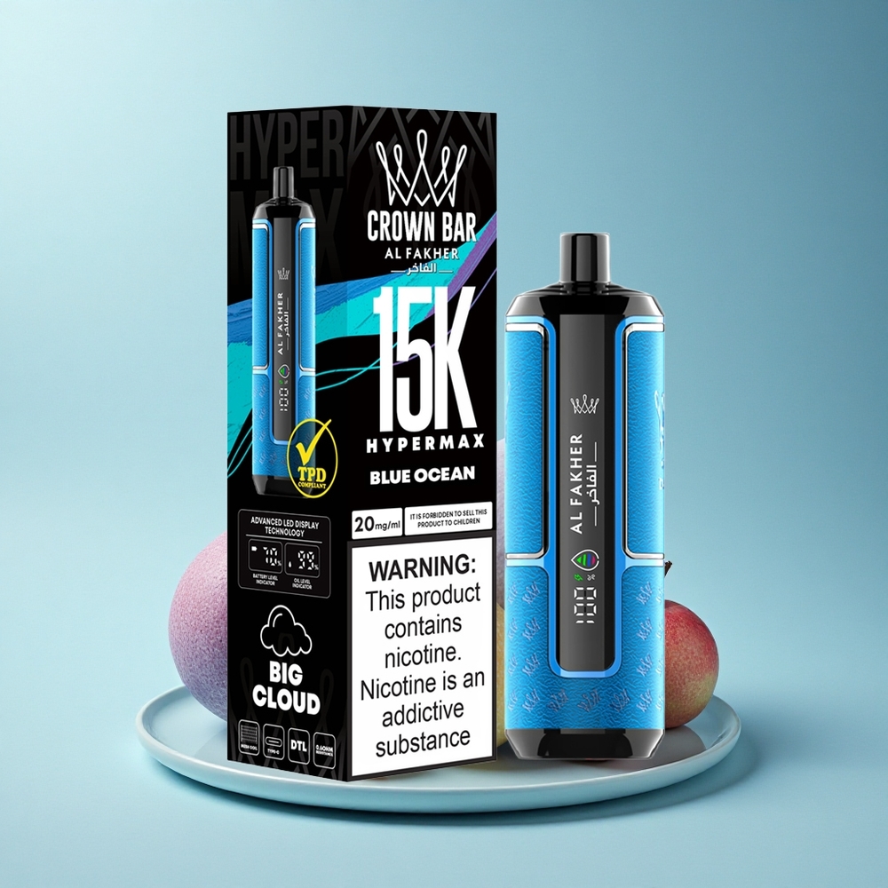 Al Fakher Crown Bar 15K Hypermax Eldobható Vape Készlet Kék Óceán