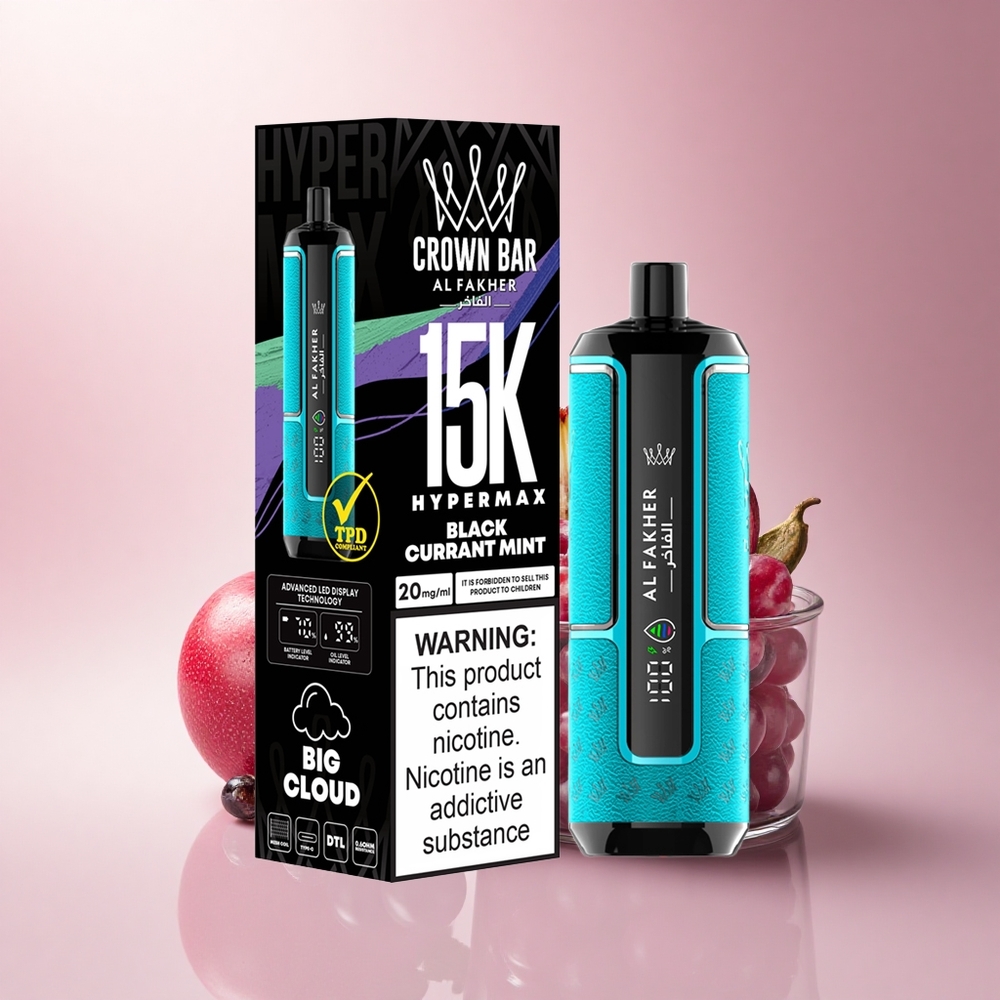 Al Fakher Crown Bar 15K Hypermax Eldobható Vape Készlet Ribizli Menta
