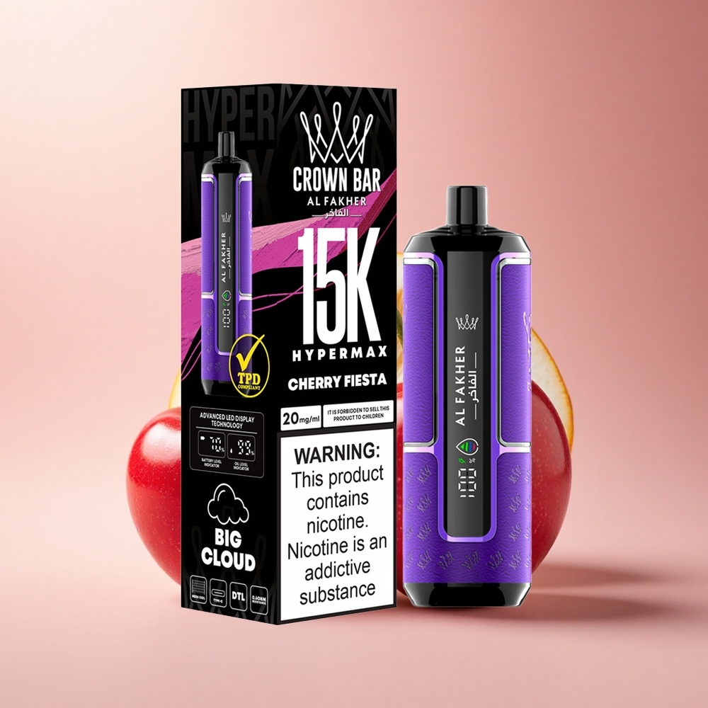 Al Fakher Crown Bar 15K Hypermax Hordókapacitású Type-C Port Kompakt Csereszna Fesztivál