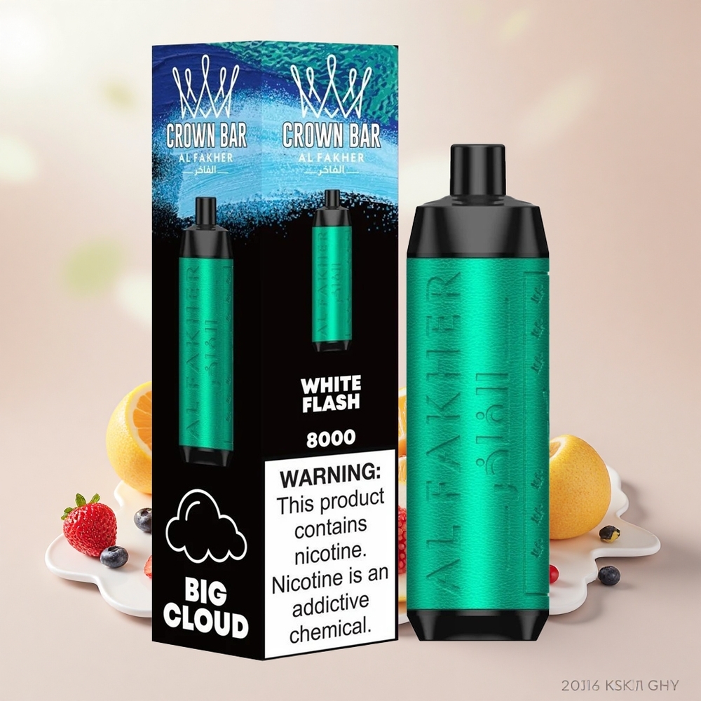 Al Fakher Crown Bar 8000 Crystal 18ml 5mg Kristály Fehér Villanás Disposable Vape