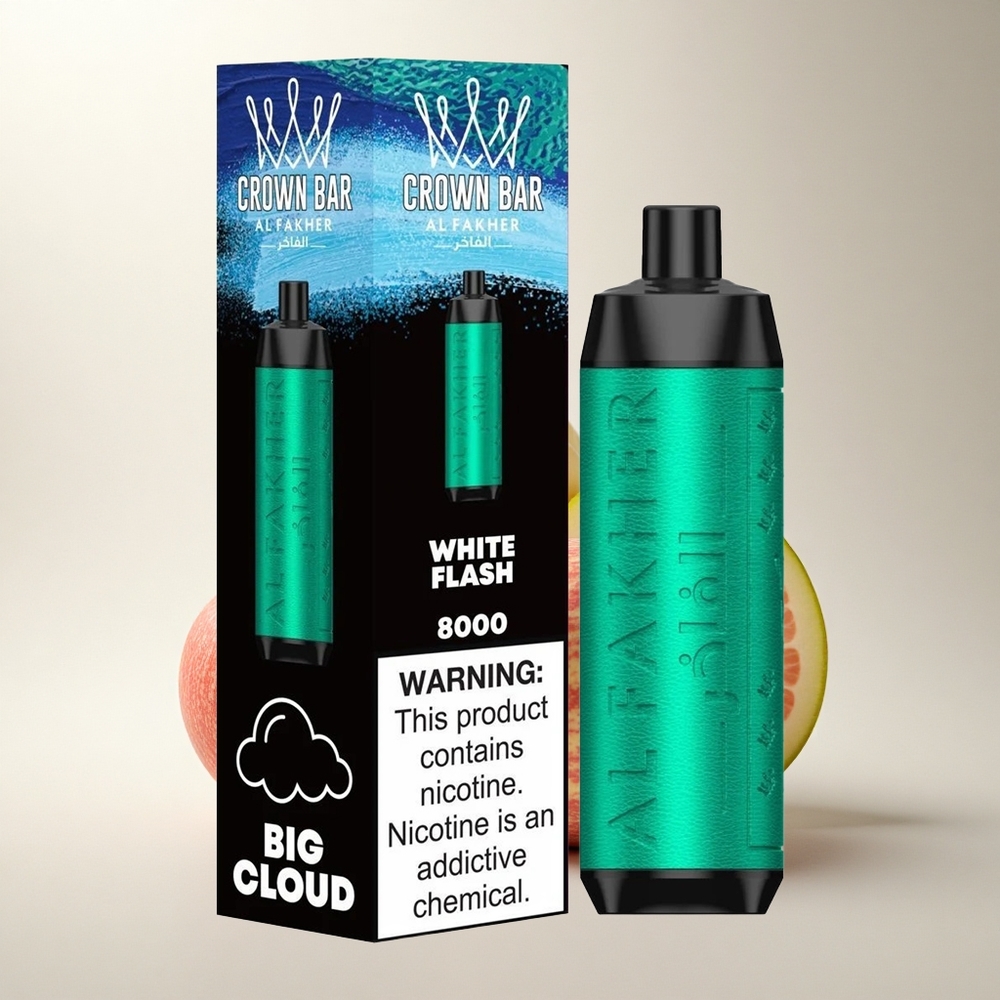 Al Fakher Crown Bar 8000 Crystal 18ml 5mg Kristály Fehér Villanás Disposable Vape