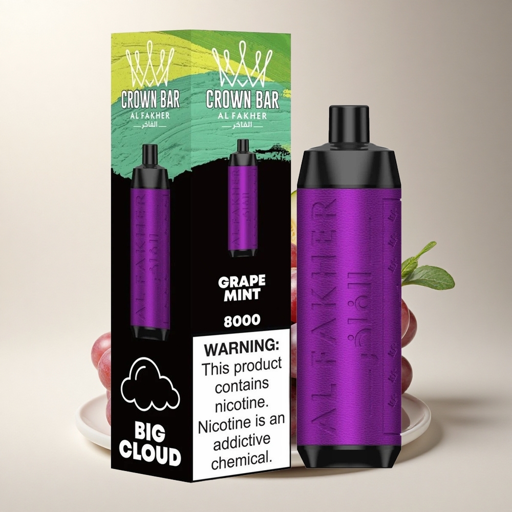Al Fakher Crown Bar 8000 Crystal Crystal 18ml 5mg 600mAh Type-C Szőlő Menta