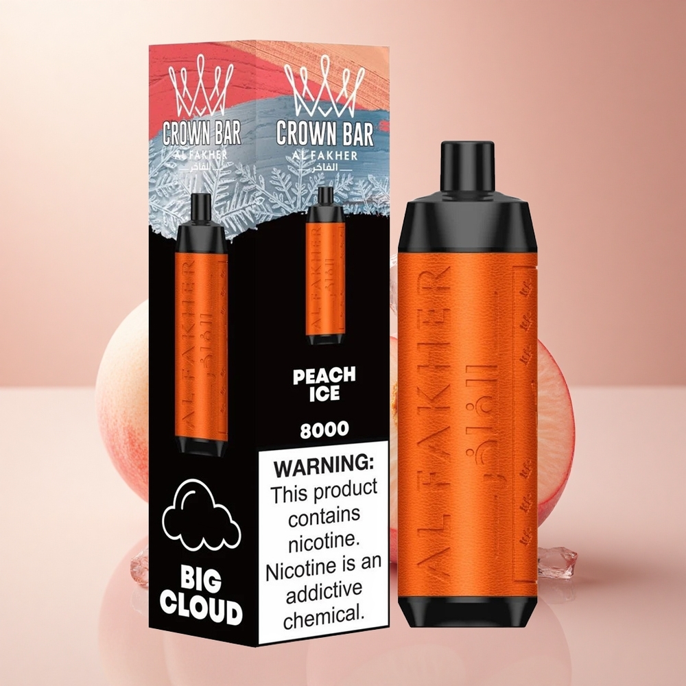Al Fakher Crown Bar 8000 Crystal Egyszerhasználatos Vape 600mAh 18ml Őszibarack Jég