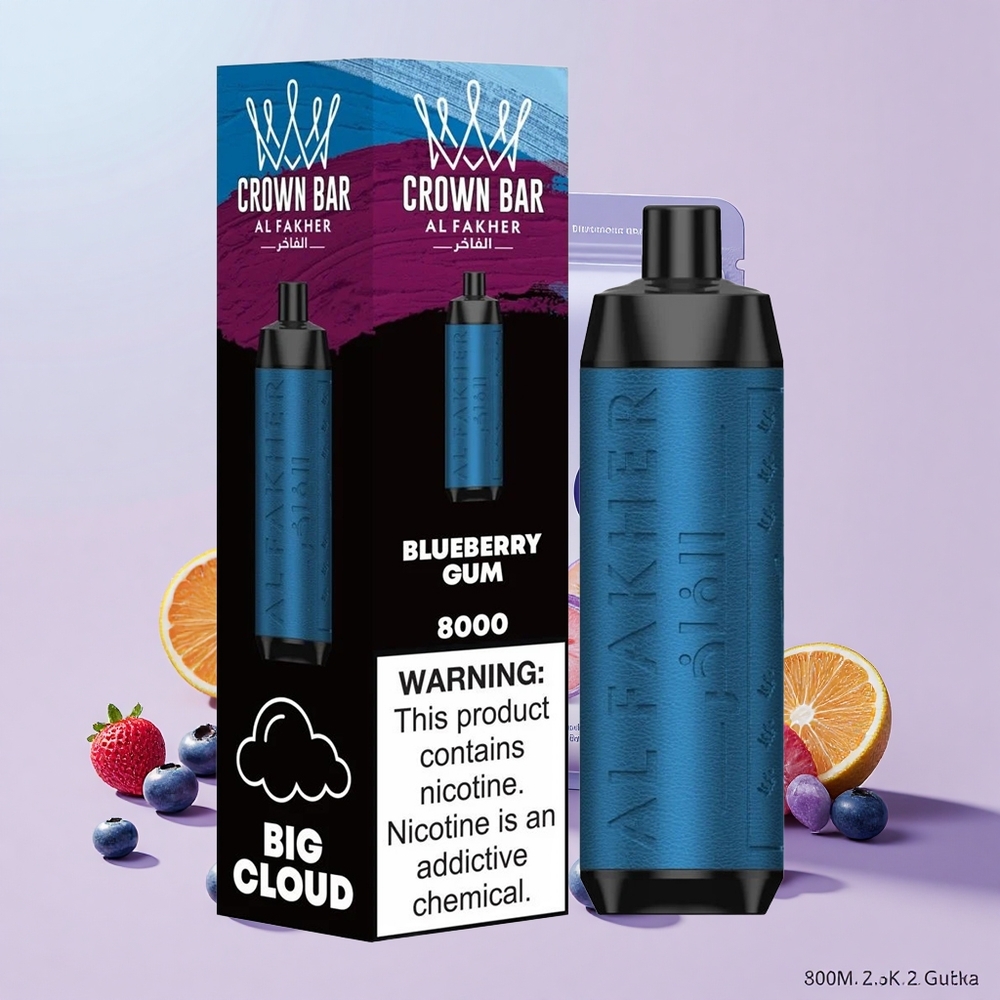 Al Fakher Crown Bar 8000 Crystal Egyszeri Elszippantásos 600mah 18ml 5mg Áfonya Rágó