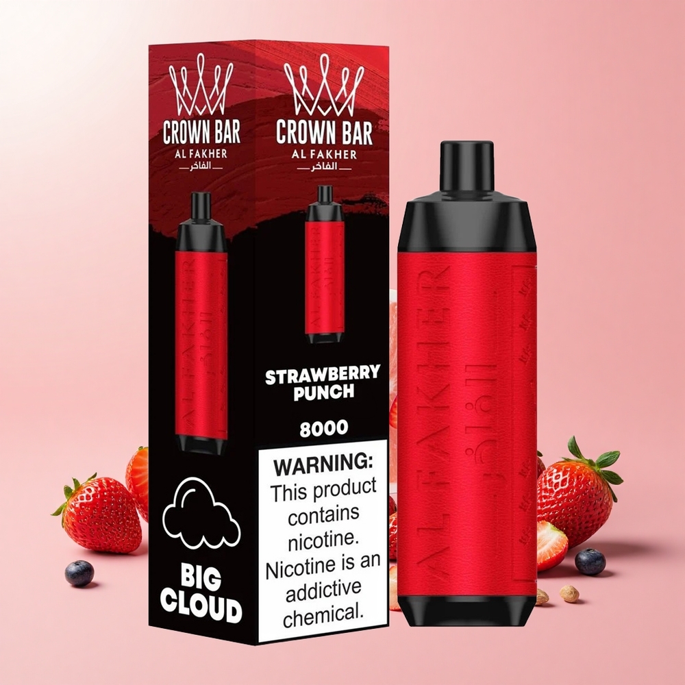 Al Fakher Crown Bar 8000 Crystal Szívás Kényelmes 18ml Eper Punch