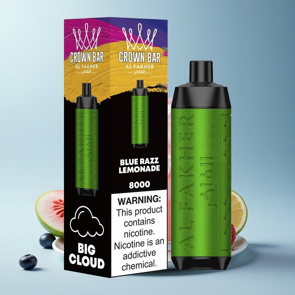 Al Fakher Crown Bar 8000 Crystal USB-C 18ml 5mg Kék Málna Limonádé