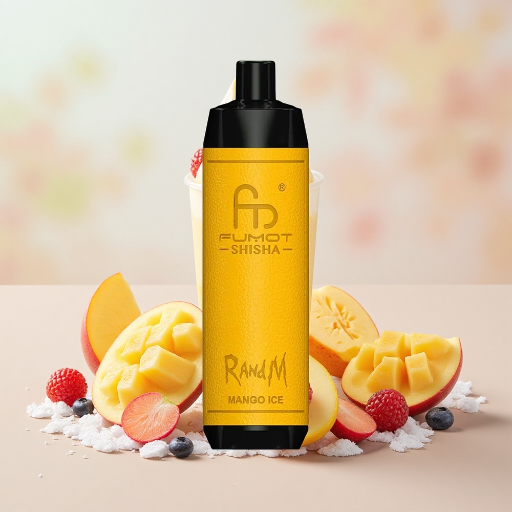 RandM Fumot Shisha 10000 Puffs 18ml 850mAh Mango Jég Disposable Vape