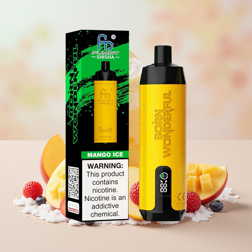 RandM Fumot Shisha 10000 Puffs 18ml 850mAh Mango Jég Disposable Vape