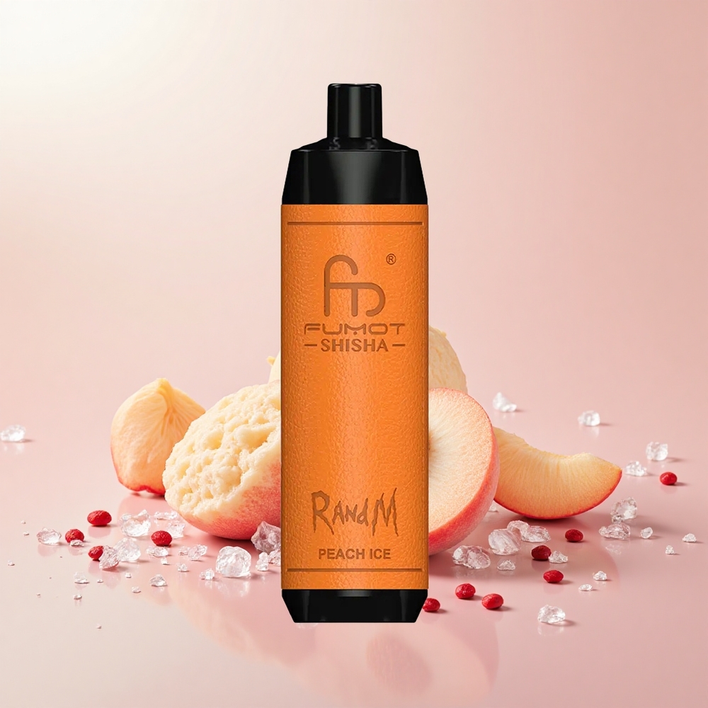 RandM Fumot Shisha 10000 Puffs 18ml 850mAh Mesh Peach Jég Disposable Vape