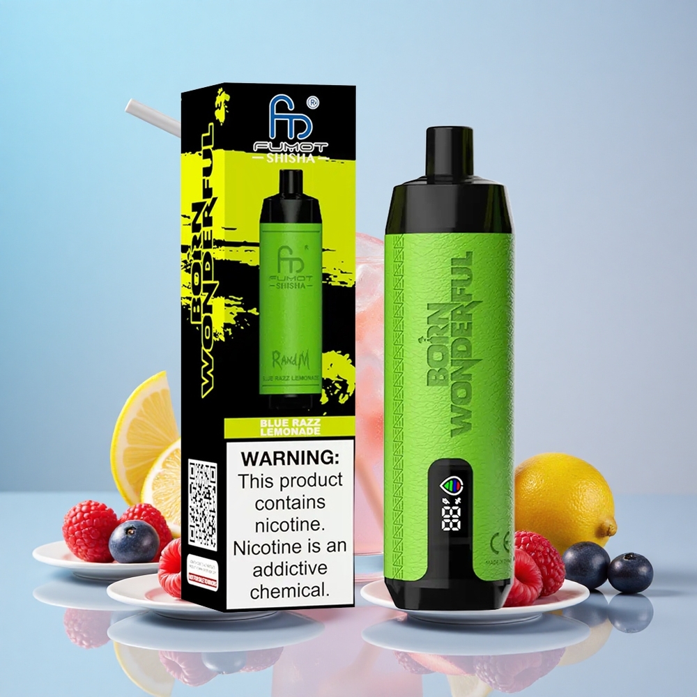 RandM Fumot Shisha 10000 Slukkok LED Mesh Coil Kék Málna Limonádé