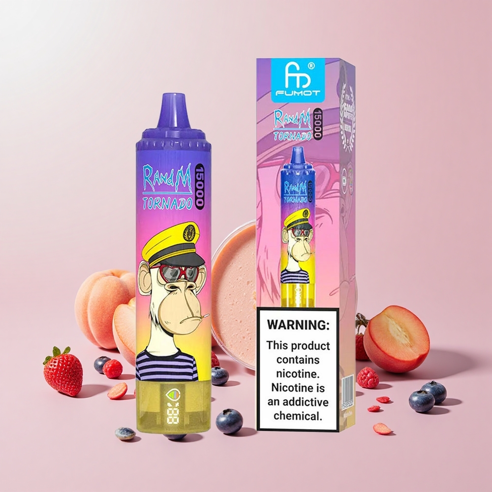 RandM Fumot Tornado 15000 Púf Mesh LCD Type-C Őszibarack Áfonya Candy