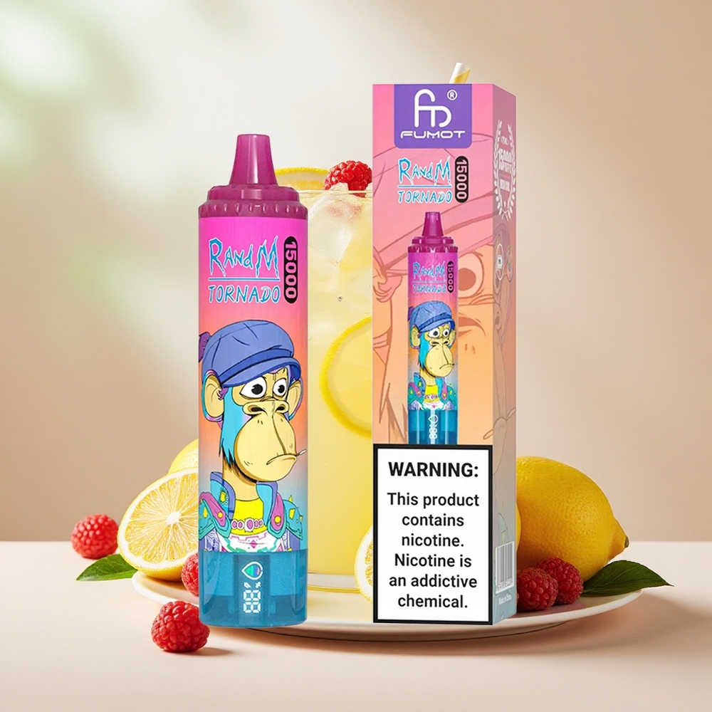 RandM Fumot Tornado 15000 Puff Mesh LCD Típus-C Újratölthető Limonádé