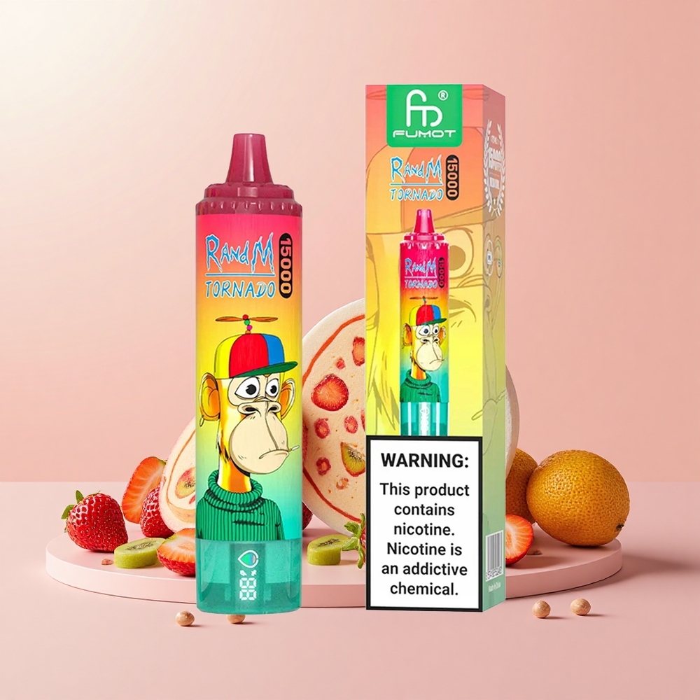 RandM Fumot Tornado 15000 Szívás 25ml Mesh LCD Eper-Kiwi