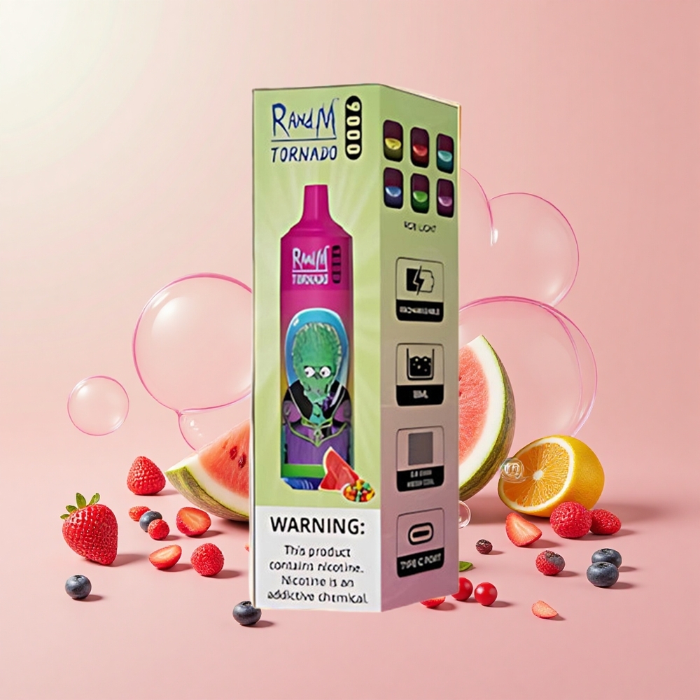 RandM Fumot Tornado 9000 Púf 850mAh 18mL Mesh RGB Görögdinnye Buborékrágó