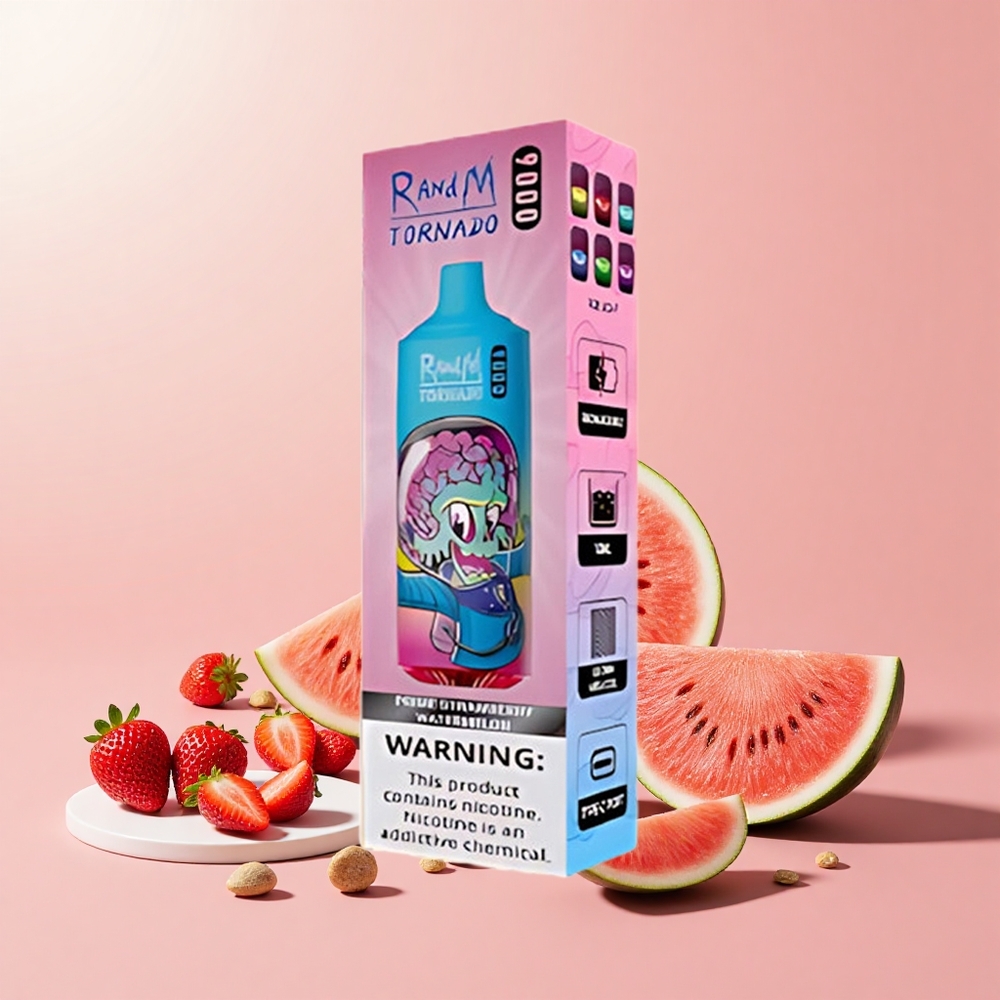 RandM Fumot Tornado 9000 Púf Tölthető RGB Képernyős Eper Görögdinnye