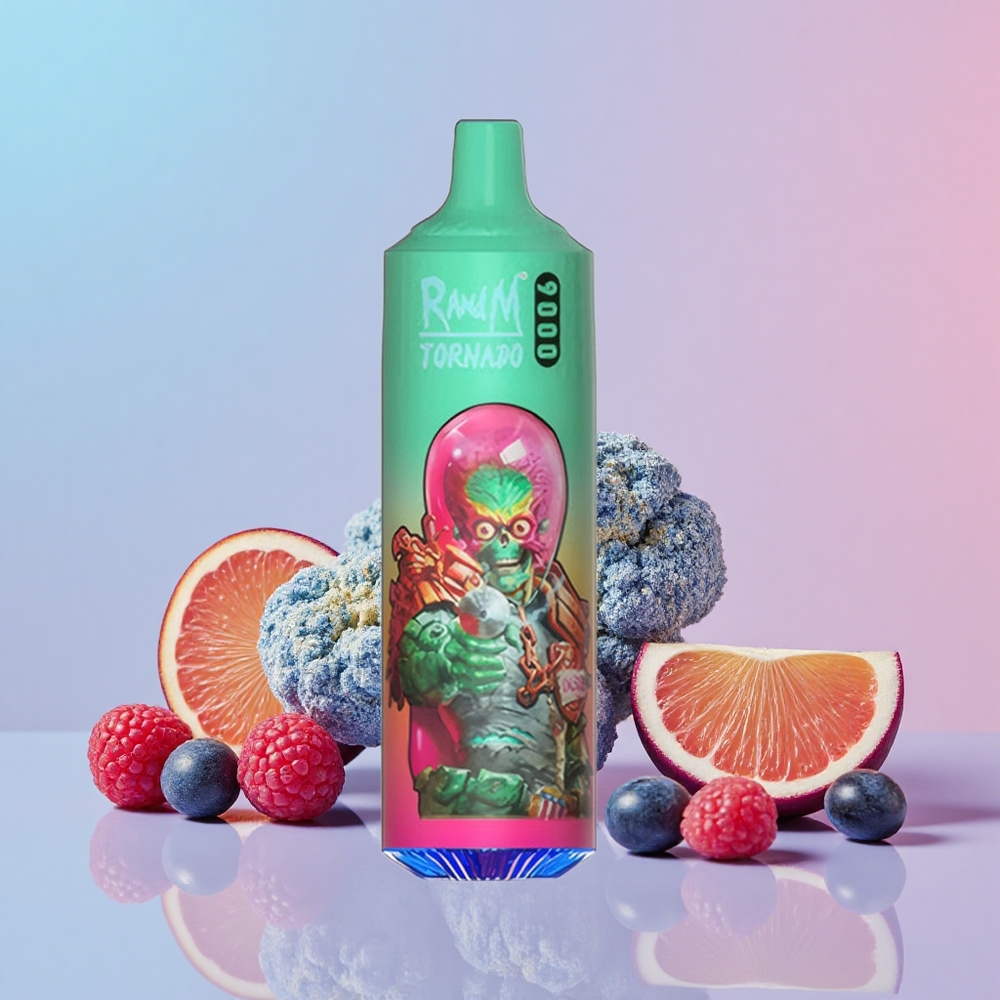 RandM Fumot Tornado 9000 Púf Tölthető RGB Kijelző Kék Málna Kush