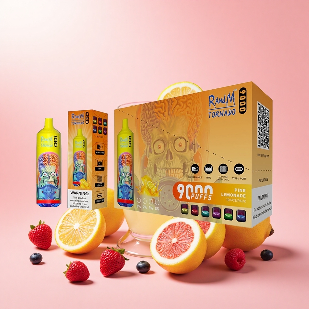 RandM Fumot Tornado 9000 Púf Tölthető RGB Kijelzős Málna Limonádé