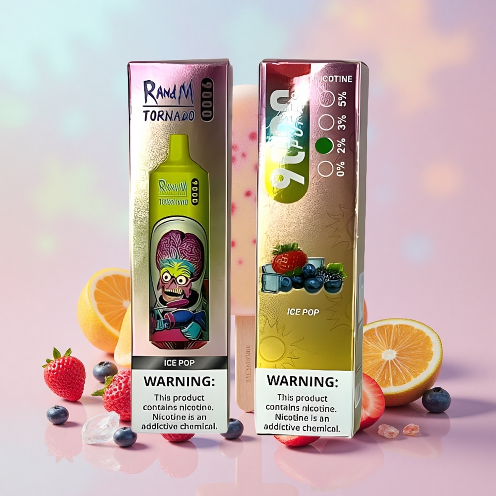 RandM Fumot Tornado 9000 Puffs Újratölthető RGB Képernyős Jégpopsi Ízek