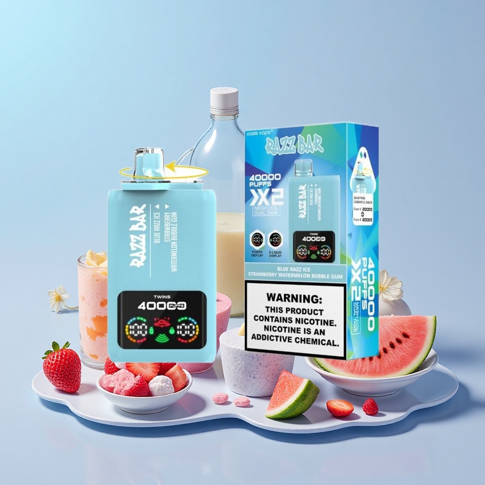 Razz Bar 40000 Puffs Képernyős Kék Áfonya Jég-EPörkölt Görögdinnye Buborék Rágó