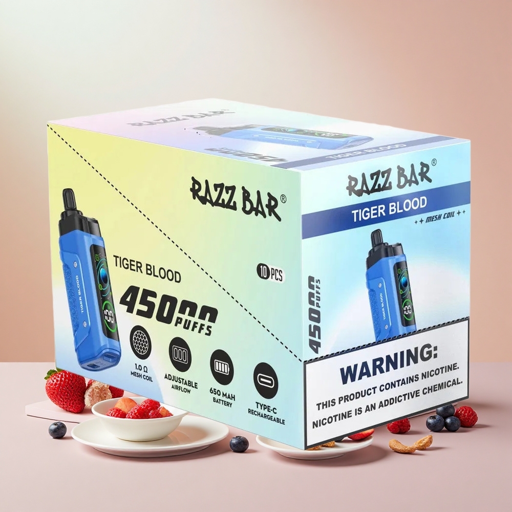 Razz Bar 45000 Puff Mesh Coil Adjustable Levegőbeállítás Tigrisvér