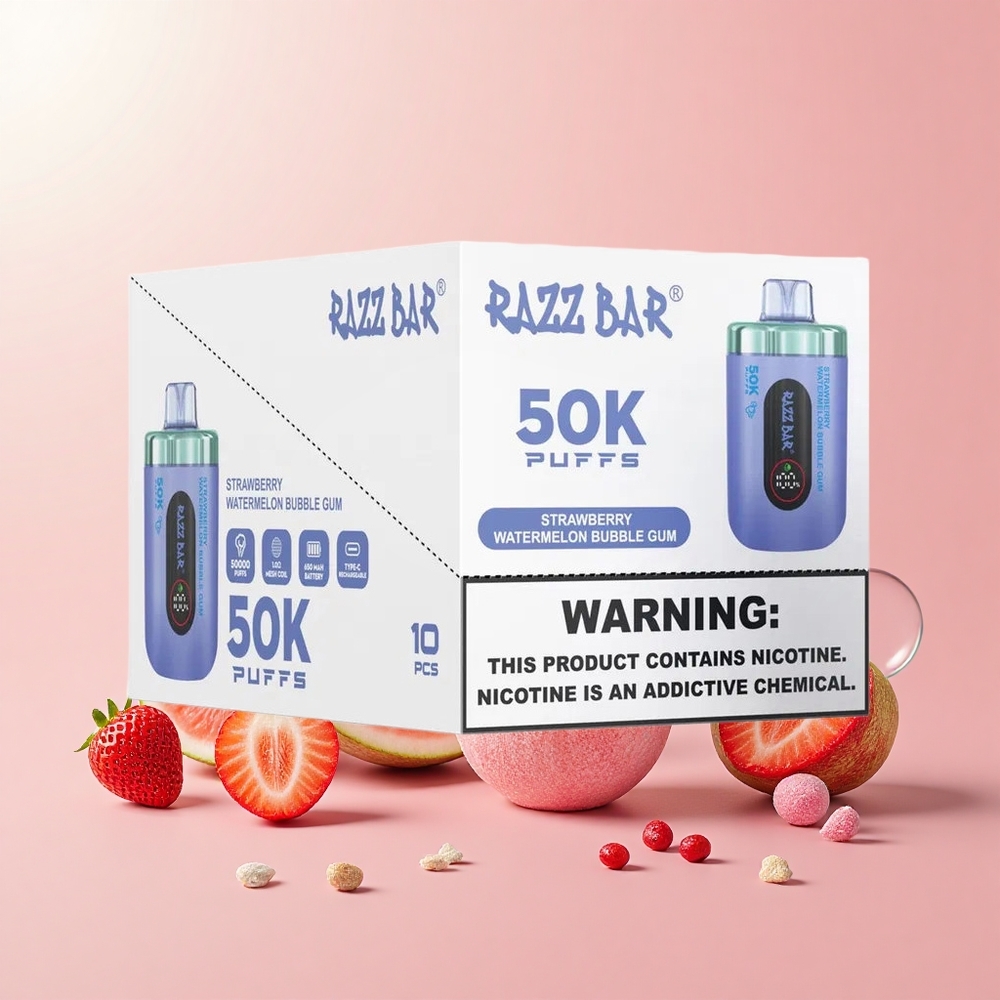 Razz Bar 50K 1.0 Ohm Mesh 650mAh Eper Dinnye Buborék Rágó