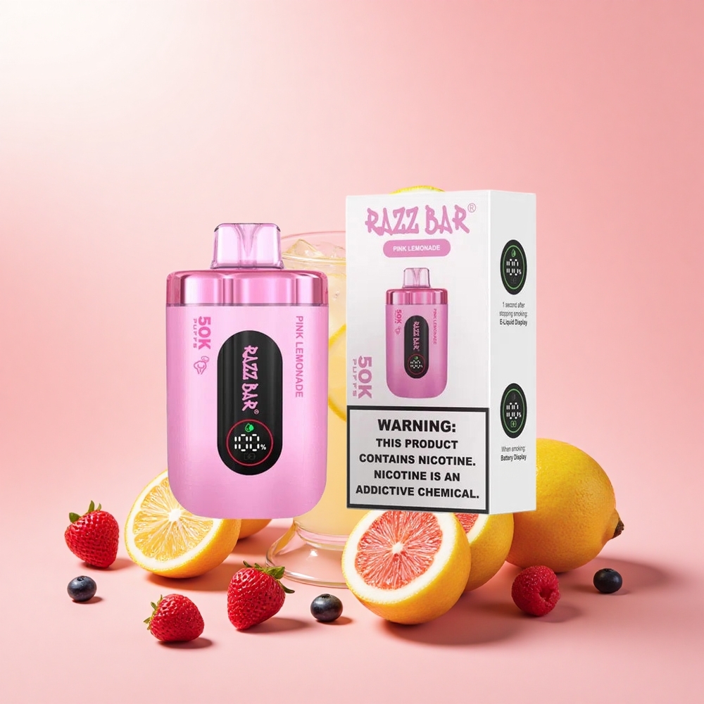 Razz Bar 50K 1.0 Ohm Mesh 650mAh Pink Citromlé Disposable Vape