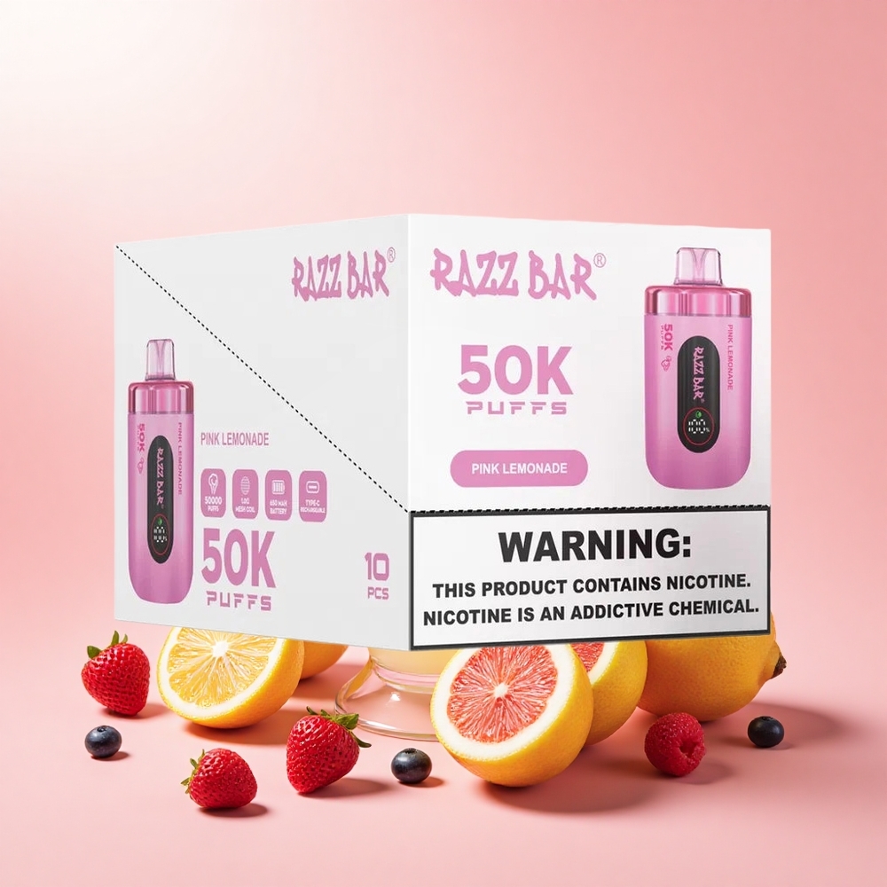 Razz Bar 50K 1.0 Ohm Mesh 650mAh Pink Citromlé Disposable Vape