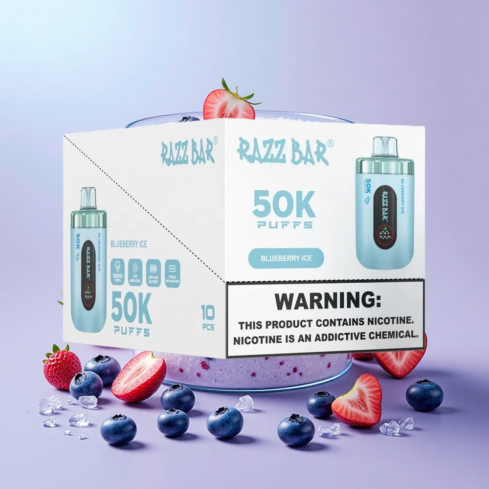 Razz Bar 50K 1.0 Ohm Type-C Áfonya Jég Disposable Vape