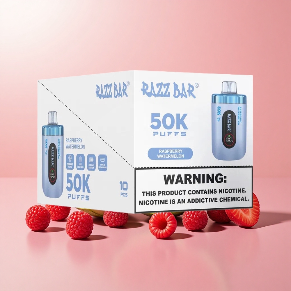 Razz Bar 50K Puff Mesh Coil 1.0 Ohm Málna Görögdinnye Eldobható Vape