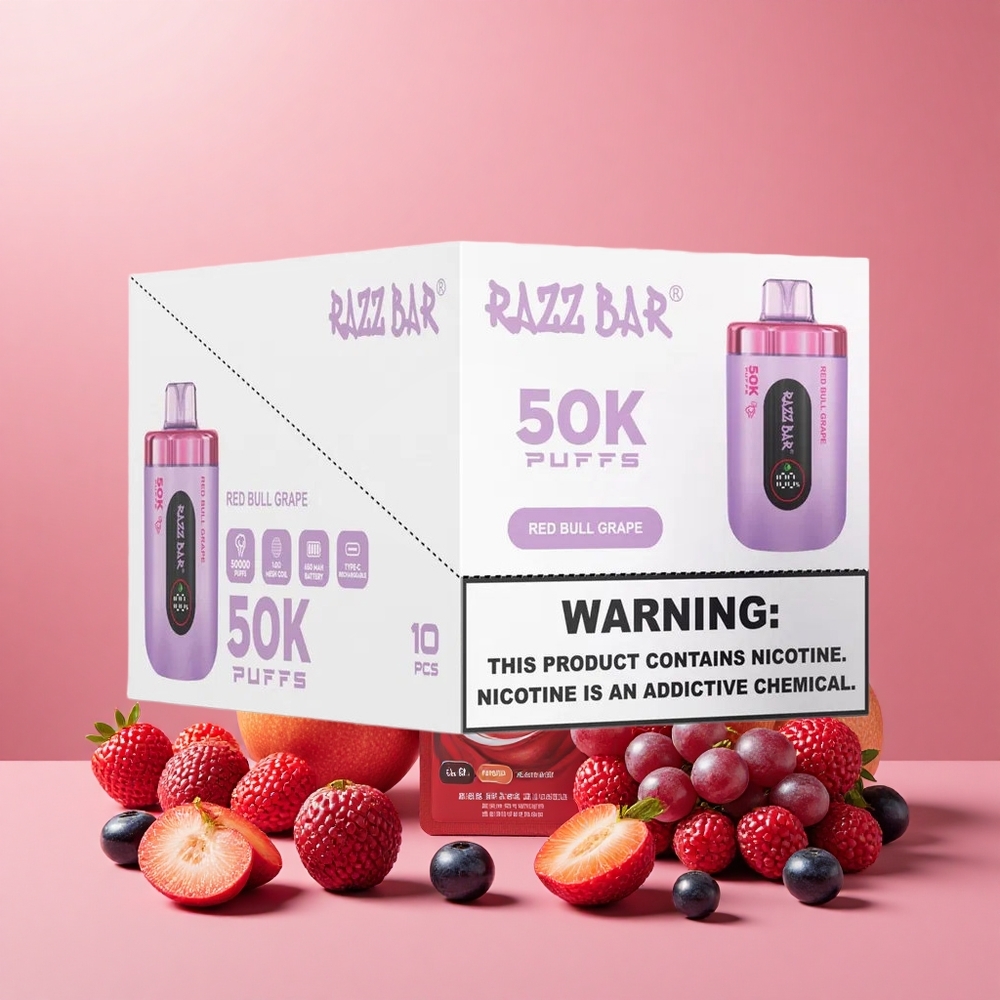 Razz Bar 50K Száj 1.0 Ohm Mesh 650mAh Piros Bika Szőlő