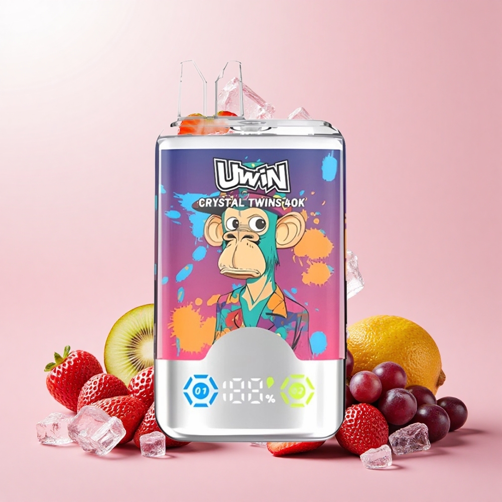 Uwin Crystal Twins 40000 Puff Kettős Íz, Eper-Pepino-Jég Mesh Coil, 32ml