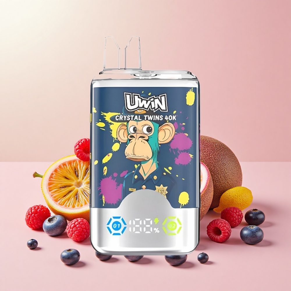 Uwin Crystal Twins 40000 Puff Kettős Íz Sárkánygyümölcs Guava Áfonya Málna