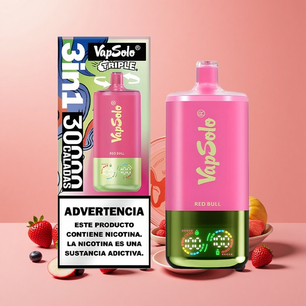VapSolo Triple 30000 Puff 40ml 3 Tartály Típus-C Energiaital Vörös Bika