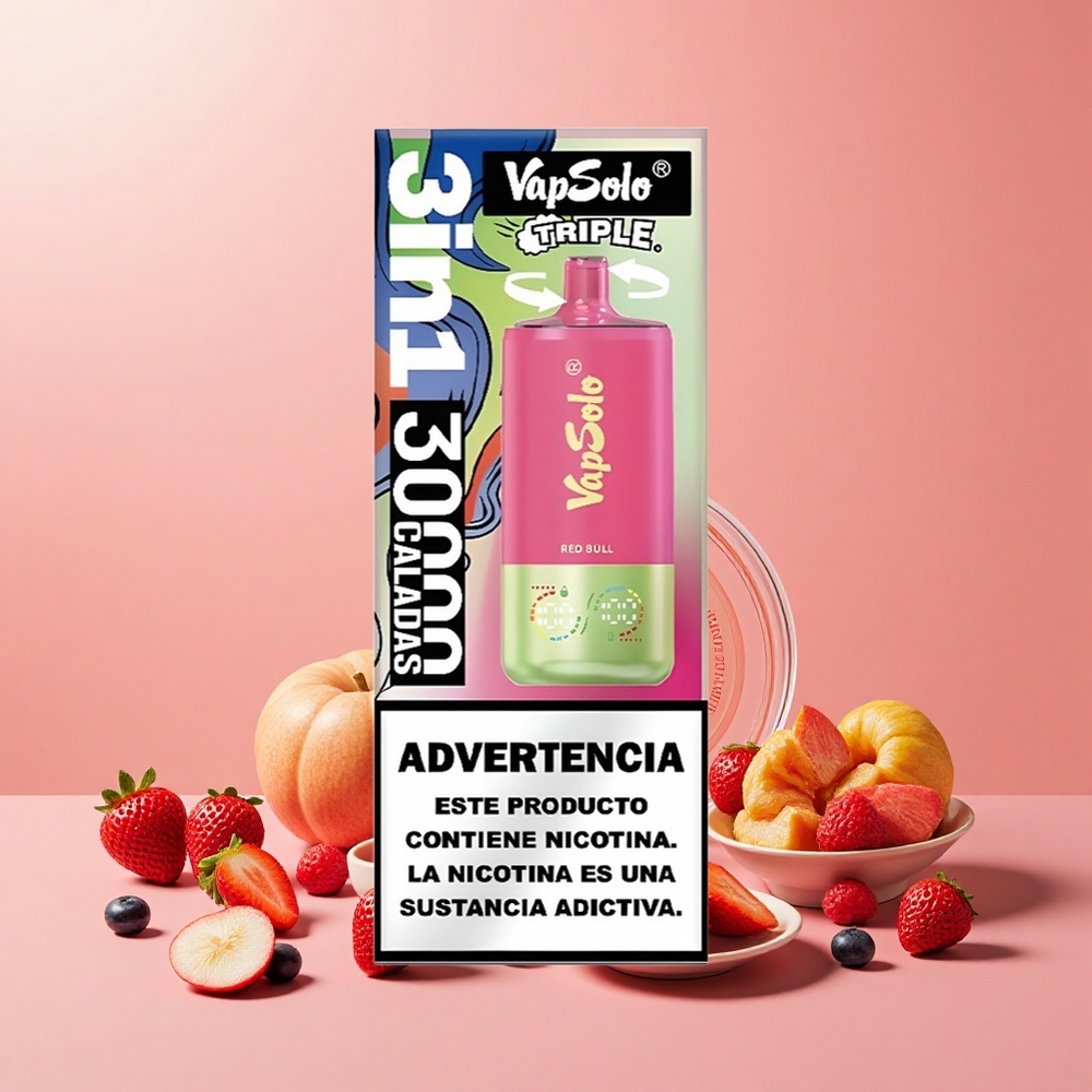 VapSolo Triple 30000 Puff 40ml 3 Tartály Típus-C Energiaital Vörös Bika