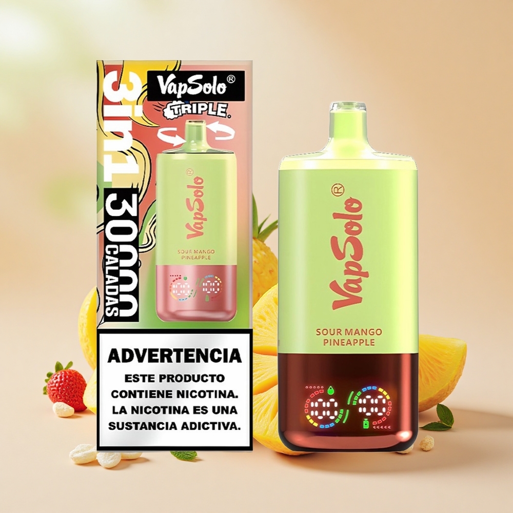 VapSolo Triple 30000 Puff 40ml 3 tartály Sárga Manga-Ananász