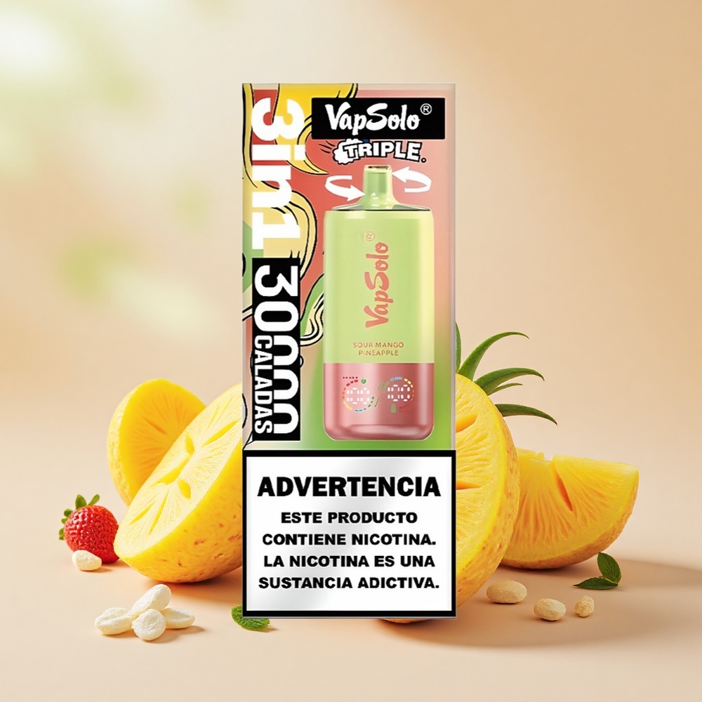 VapSolo Triple 30000 Puff 40ml 3 tartály Sárga Manga-Ananász
