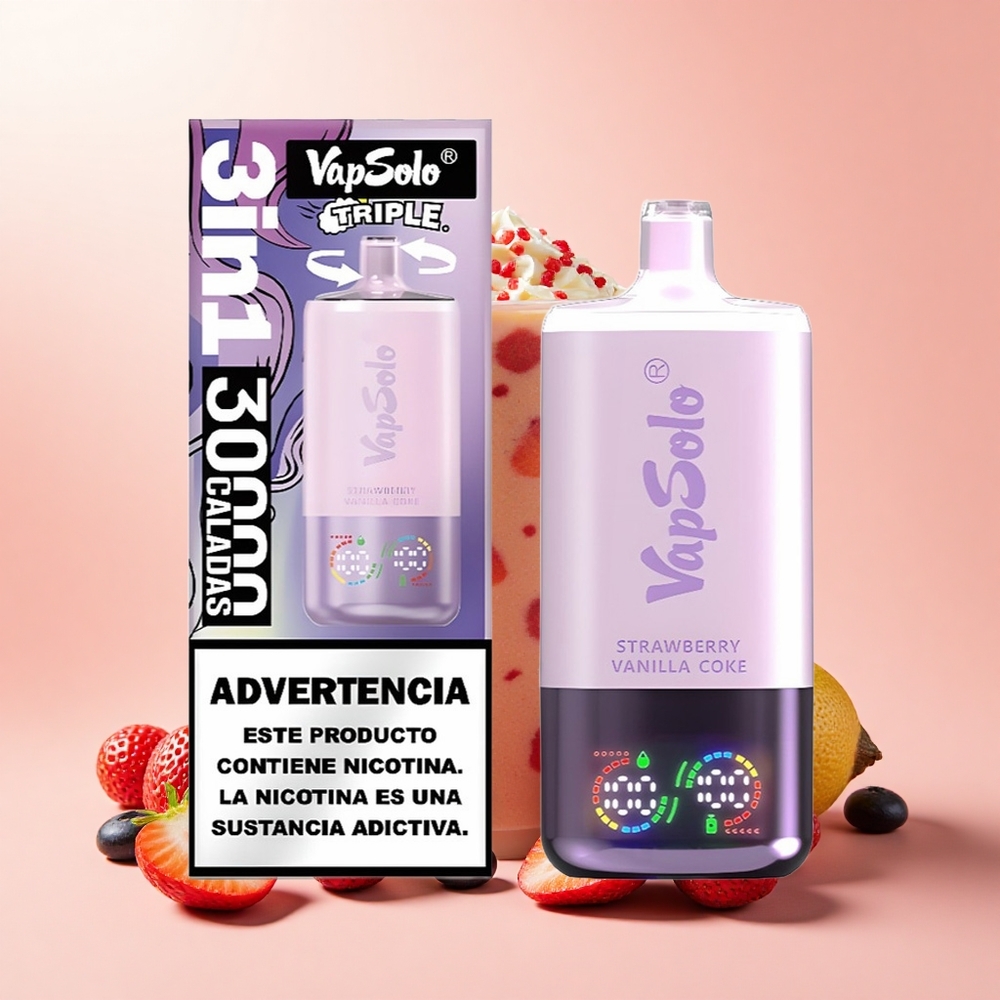 VapSolo Triple 30000 Száj 40ml Eper Vanília Kóla