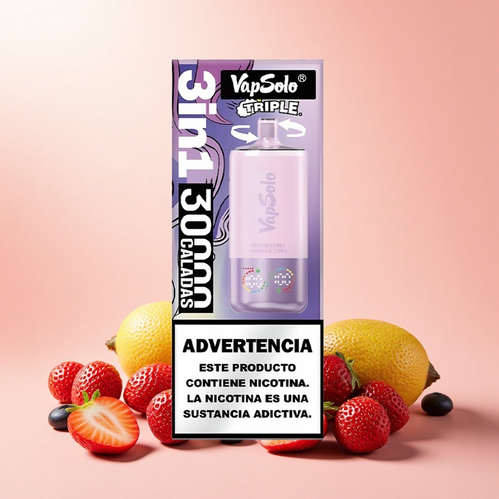 VapSolo Triple 30000 Száj 40ml Eper Vanília Kóla