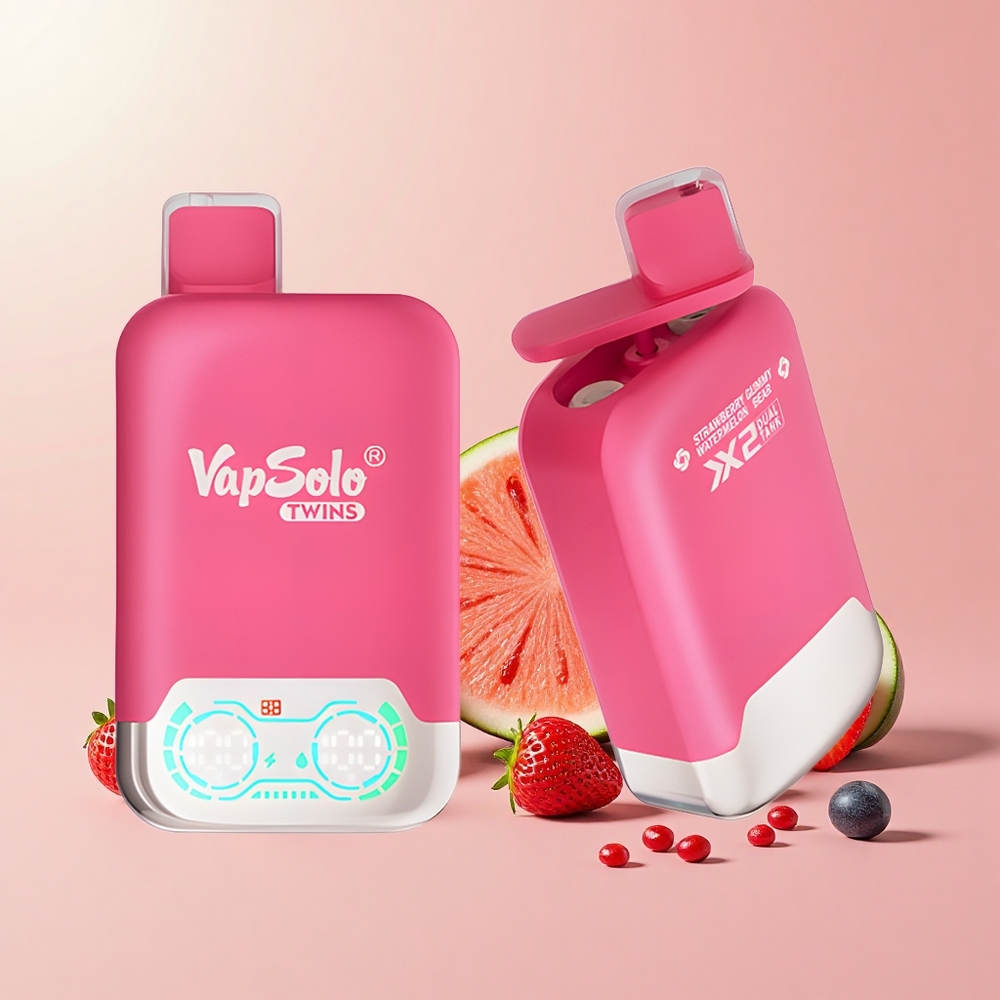 VapSolo Twins 20000 Puff 40ml Dupla Tank Type-C Eper Dinnye & Gumicukor