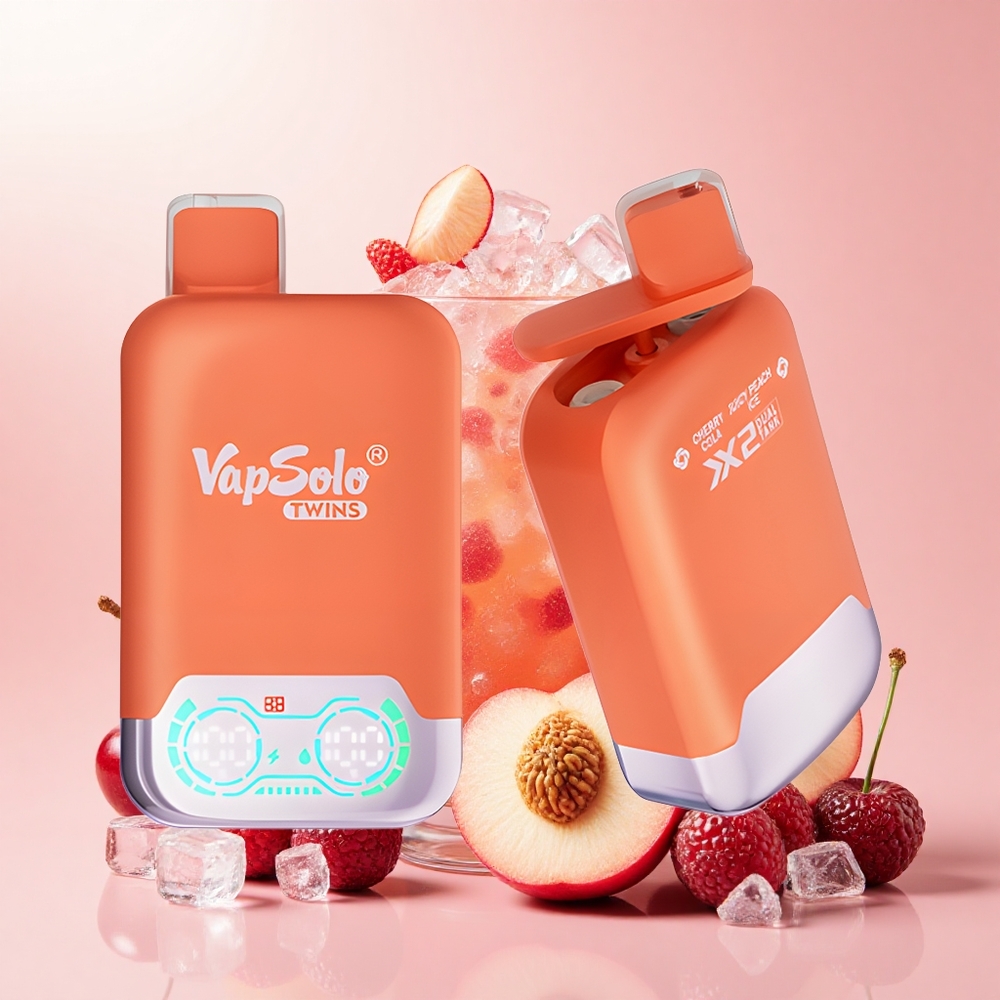 VapSolo Twins 20000 Puff Kettős Tank Típus-C Töltés Cseresznyes Kóla & Jéges Őszibarack