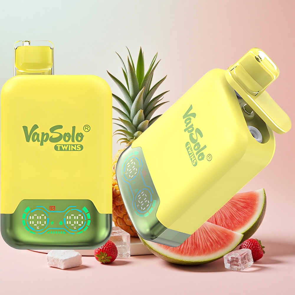 VapSolo Twins 20000 Puffs 40ml 2 Tank Type-C Ananász Kókusz & Görögdinnye Jég
