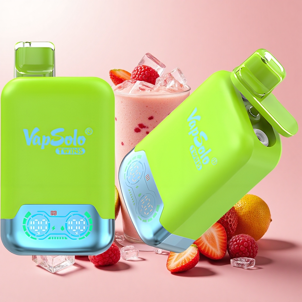 VapSolo Twins 20000 Puffs 40ml 2 Tank Type-C Eper-Kivi & Eper-Málna-Cseresznye Jég