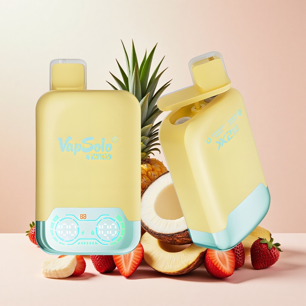 VapSolo Twins 20000 Puffs 40ml Dupla Tank Type-C Ananász Kókusz & Eper Banán