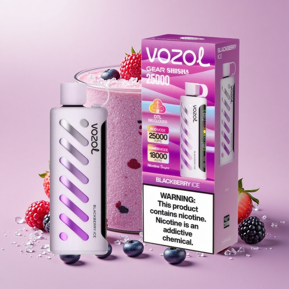 VOZOL Gear Shisha 25000 Puff S.i.L.C Tech Kettős Mód Feketeszamóca Jég