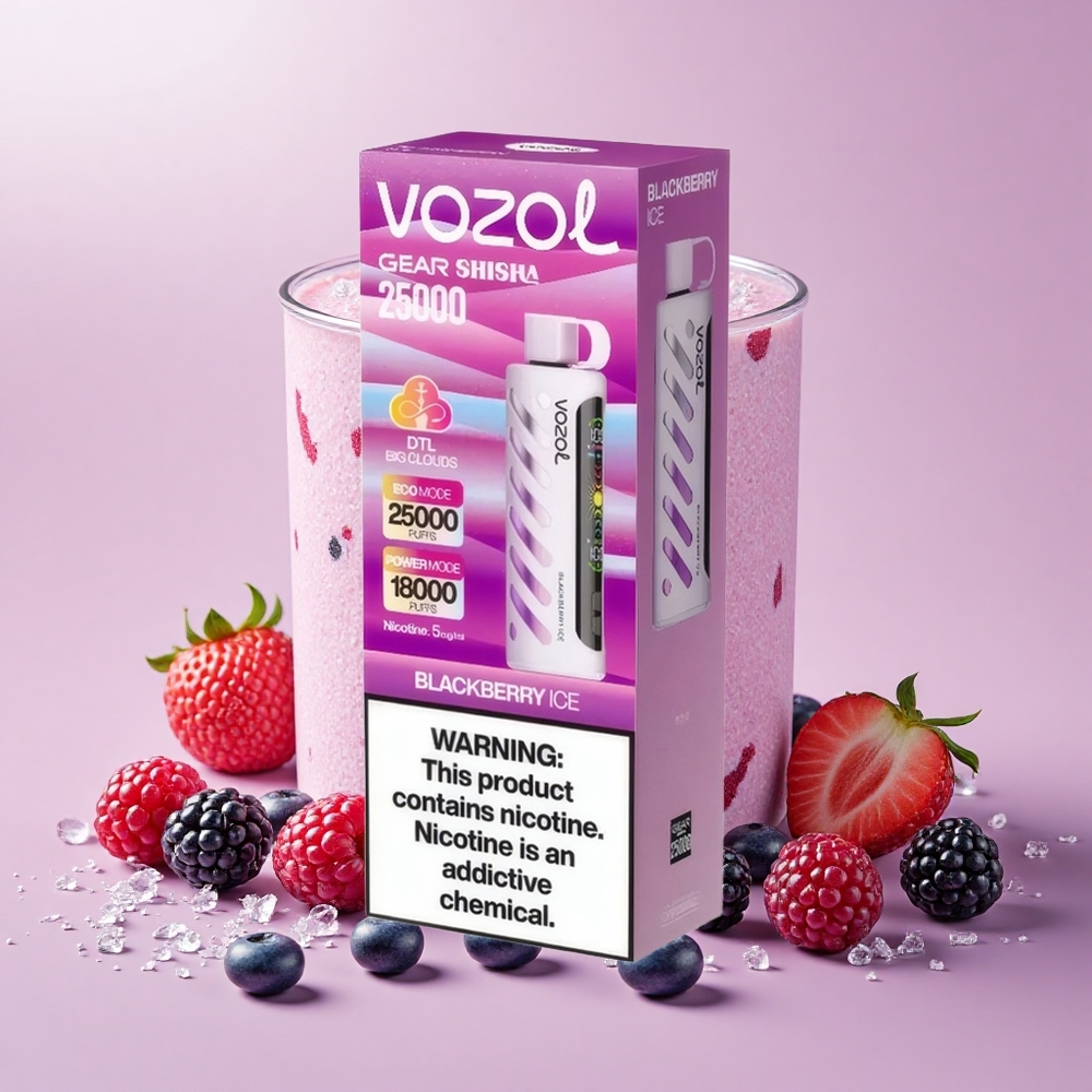 VOZOL Gear Shisha 25000 Puff S.i.L.C Tech Kettős Mód Feketeszamóca Jég