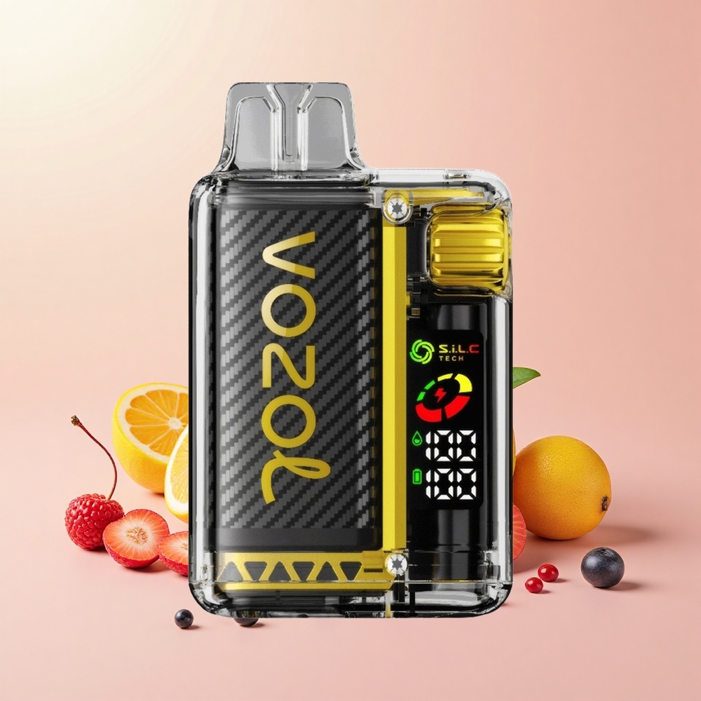VOZOL Vista 20000 Puffs S.i.L.C Tech Dual Mesh Coil 6-szintű Watt Kiigazítás Sárkánygyümölcs Banán Cseresznye
